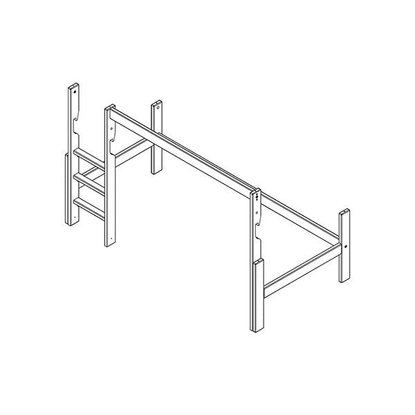 Frame and straigh ladder for semi-high beds