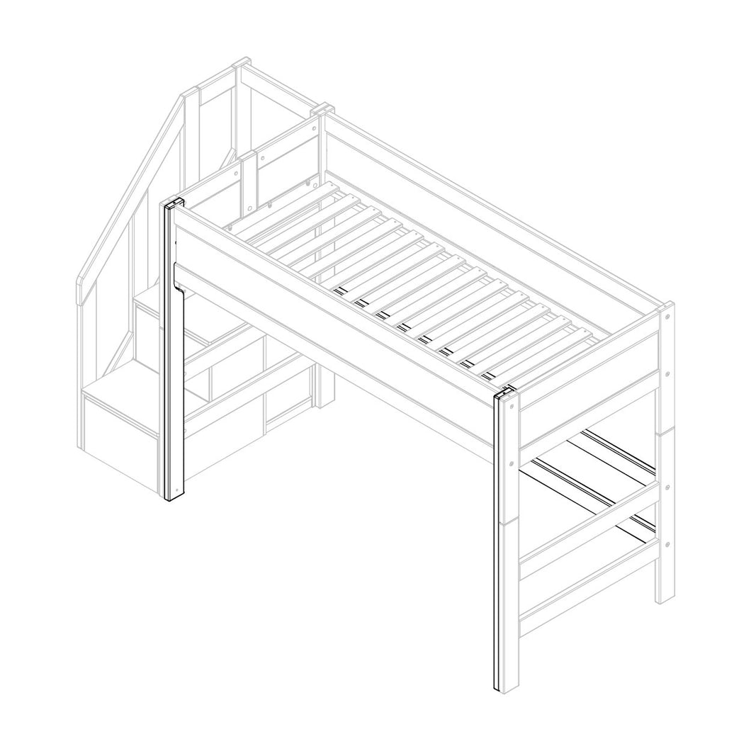 Parts for low loft bed with side entrance