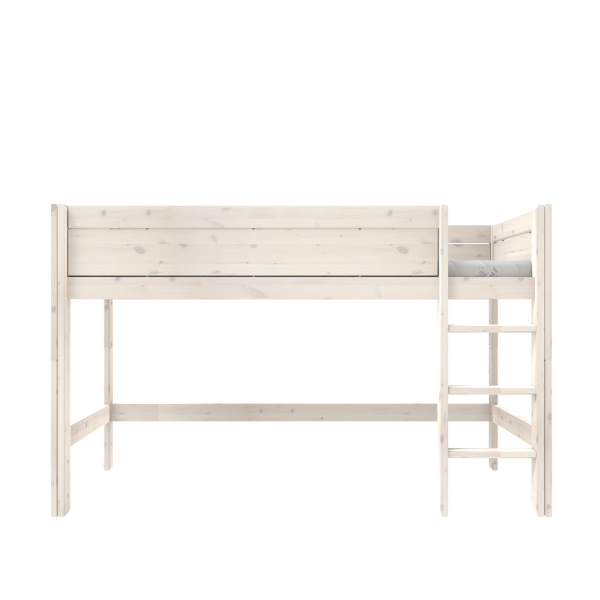 Semi-high bed with straight ladder