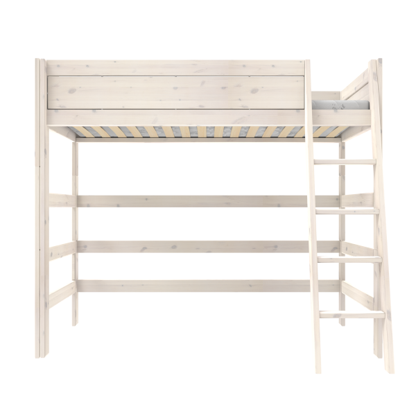 High bed with slanted ladder