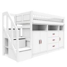 Load image into Gallery viewer, ALL-IN-ONE low loft bed with stairs 152 cm
