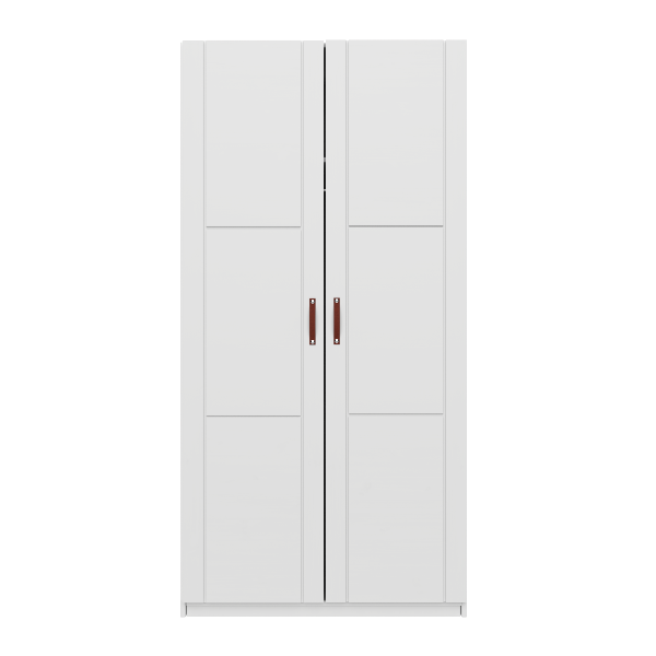 Wardrobe with 2 doors and hanger bar, 100 cm