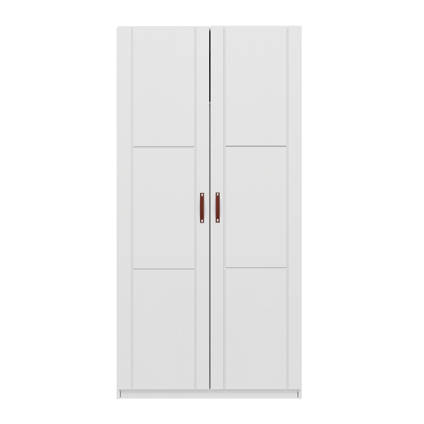 Wardrobe with 2 doors, shelves and hanger bar, 100 cm