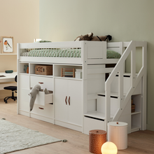 Indlæs billede til gallerivisning LIFETIME Kidsrooms Bed ALT-I-ÉN mellemhøj seng med trappe 152 cm - Breeze
