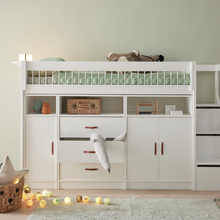 Indlæs billede til gallerivisning LIFETIME Kidsrooms Bed ALT-I-ÉN mellemhøj seng med trappe 152 cm - Breeze
