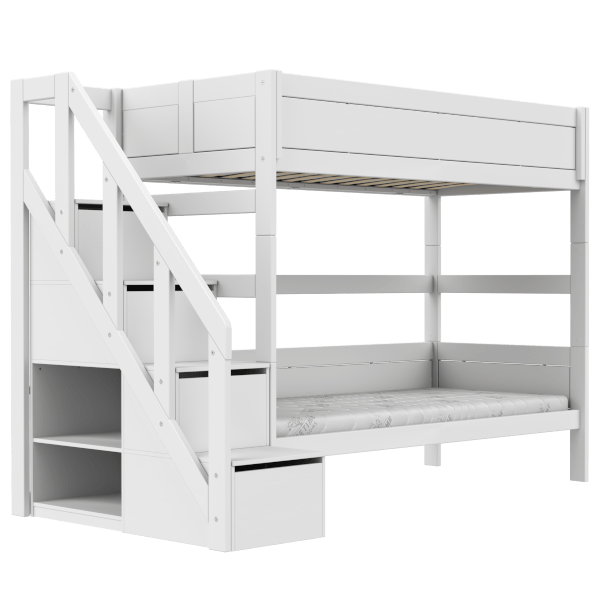 LIFETIME Kidsrooms Bed Hvid / Standard (16) Køjeseng med trappe 90x200 cm