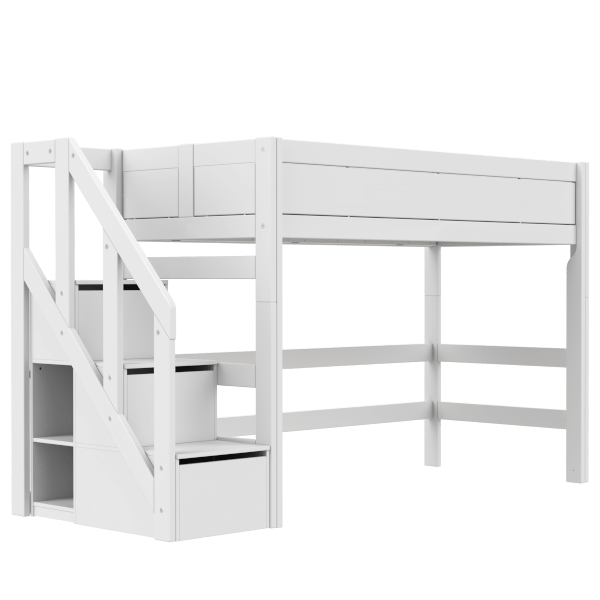 LIFETIME Kidsrooms Bed Hvid / Standard (16) Mellemhøj seng med trappe