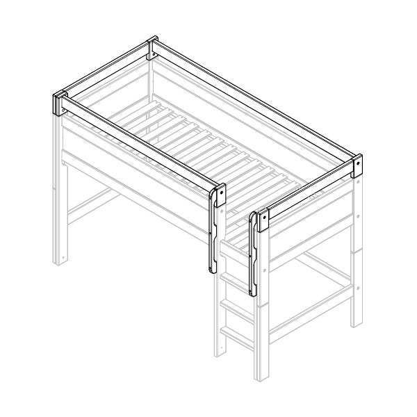 Bed frame for children's bed with straight ladder