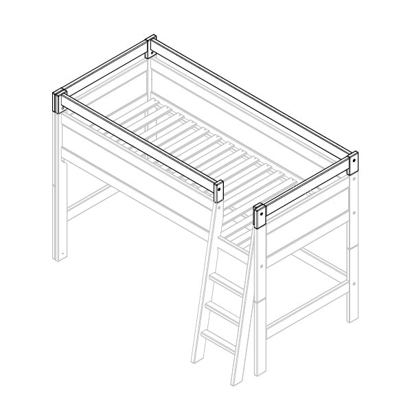 Bed frame for children's bed with sloping ladder