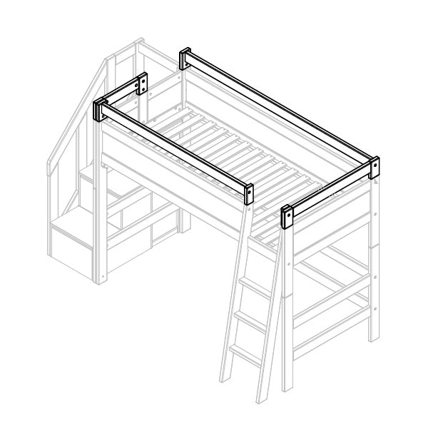 Bed frame with open front and side