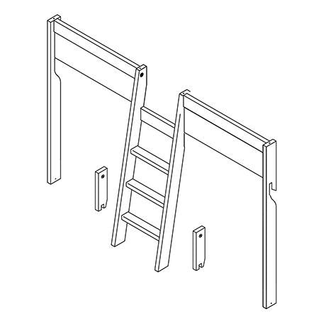 Slanted ladder and parts for 4-in-1 bed