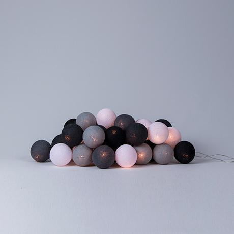 Light string of cotton balls - Grey