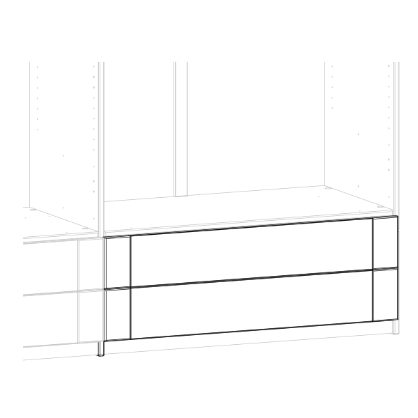 Extended cabinet plinth with 2 drawer sets 100 cm